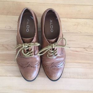 Aldo Shoes - Leather Wingtip Oxford Style Heel Aldo Shoes - Leather Wingtip Oxford Style Heel